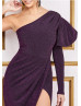 Purple Lurex Elegant Party Dress Date Night Dress
